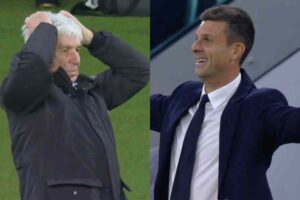 Gian Piero Gasperini, allenatore dell'Atalanta, e Thiago Motta, allenatore della Juventus