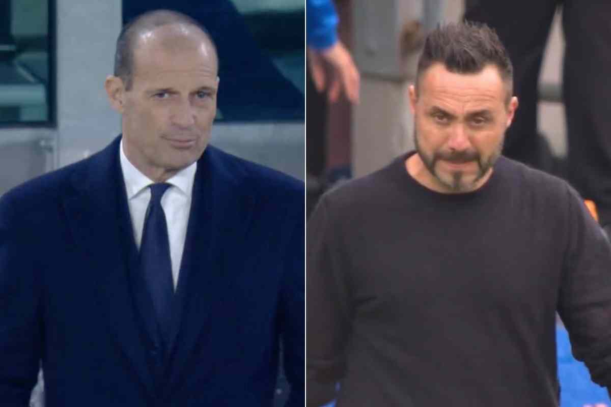 Massimiliano Allegri, ex allenatore della Juventus, e Roberto De Zerbi, allenatore del Marsiglia